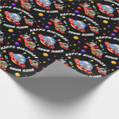 Cosmic Kitten Twins in Flying Saucer UFO Sci-fi Wr Geschenkpapier (Ecke)