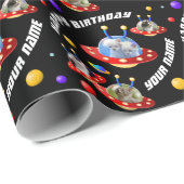 Cosmic Kitten Twins in Flying Saucer UFO Sci-fi Wr Geschenkpapier (Rolleneckpunkt)