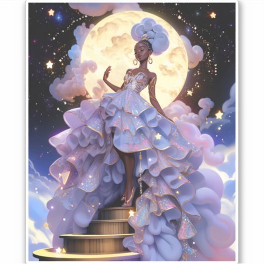 Cosmic Lady African American Fantasy Art Aufkleber (Vorderseite)