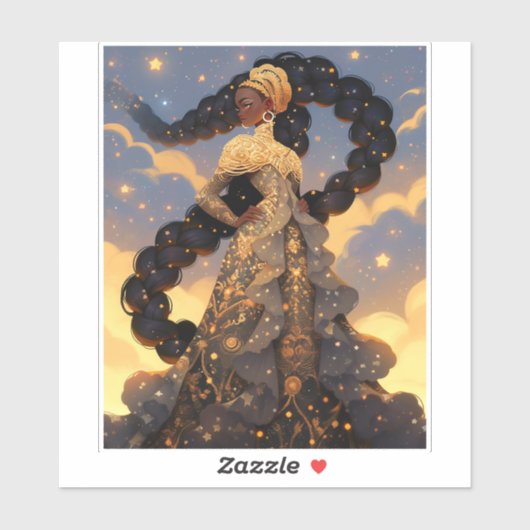Cosmic Lady African American Fantasy Art Aufkleber (Blatt)