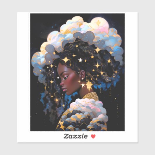 Cosmic Lady African American Fantasy Art Aufkleber (Blatt)