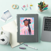 Cosmic Lady African American Fantasy Art Aufkleber (iPad Hülle)