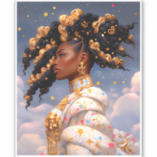 Cosmic Lady African American Fantasy Art Aufkleber
