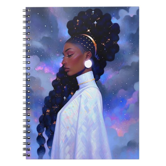 Cosmic Lady African American Fantasy Art Notizblock (Vorderseite)