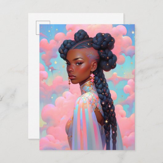 Cosmic Lady African American Fantasy Art Postkarte (Vorne/Hinten)