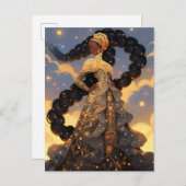 Cosmic Lady African American Fantasy Art Postkarte (Vorne/Hinten)