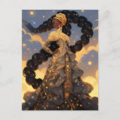 Cosmic Lady African American Fantasy Art Postkarte (Vorderseite)