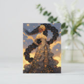 Cosmic Lady African American Fantasy Art Postkarte (Stehend Vorderseite)