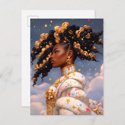 Cosmic Lady African American Fantasy Art Postkarte (Vorne/Hinten)