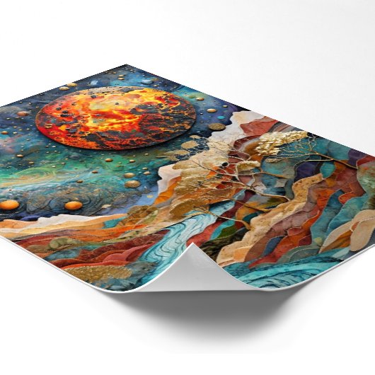 Cosmic Landscape Fantasy Art Poster (Ecke)