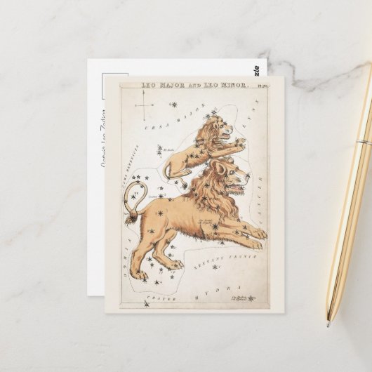 Cosmic Leo Zodiac Postkarte (Vorderseite/Rückseite Beispiel)