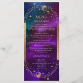 Cosmic Lila Aquamarine Sun Moon Wedding Menu Cards Menükarte (Vorderseite)