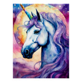 Cosmic Lila Unicorn Glossy Poster (Vorderseite)