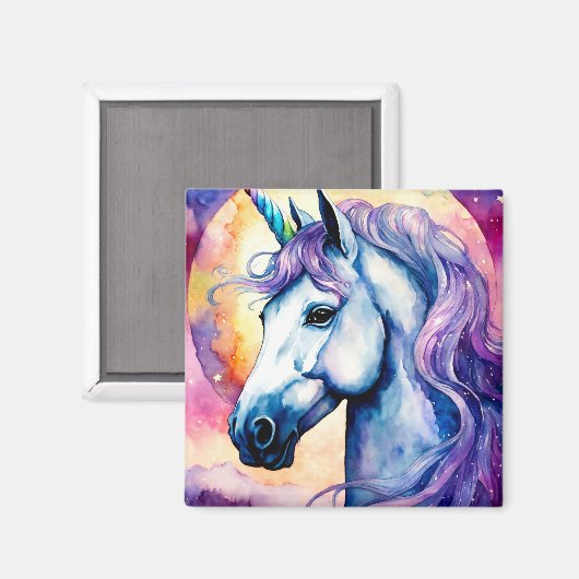 Cosmic Lila Unicorn Magnet (Vorderseite/Rückseite)