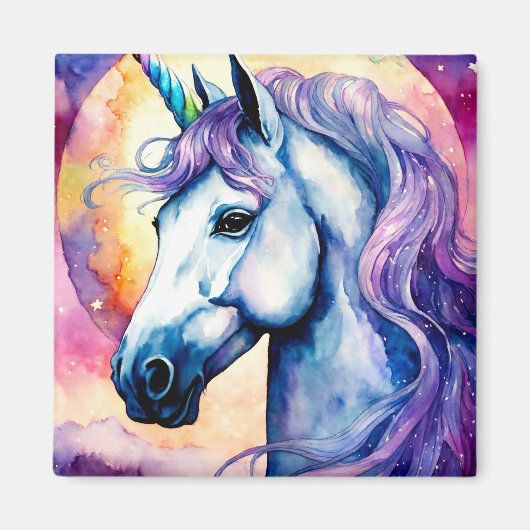 Cosmic Lila Unicorn Magnet (Vorne)