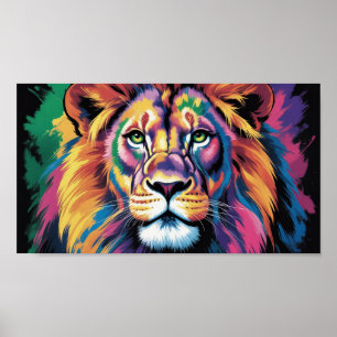 Cosmic Lion King - Psychedelic Wildlife Masterpiec Poster