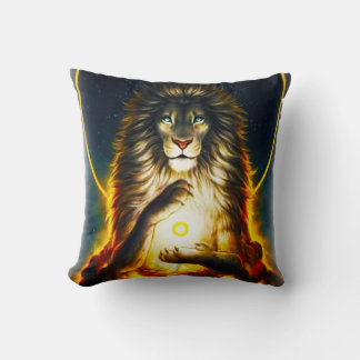 Cosmic Lion Warrior Throw Pillow Kissen