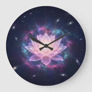 Cosmic Lotus Bloom - Spiritual Divine Radiance Große Wanduhr