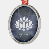Cosmic Lotus Blume in Dark Starry Sky Ornament Aus Metall (Links)