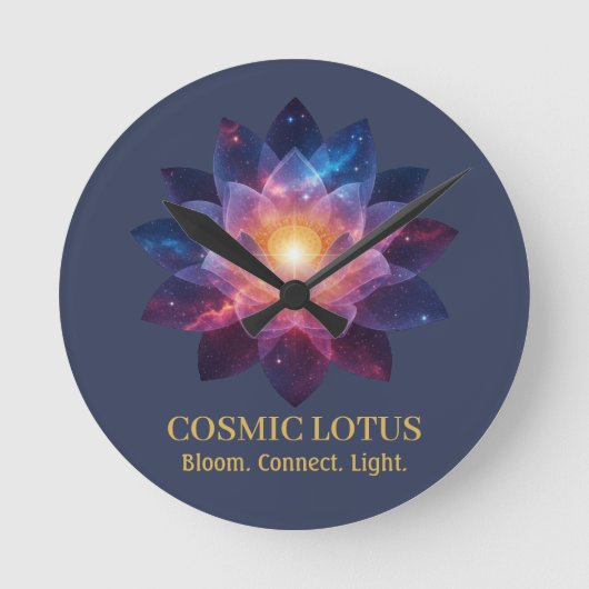 Cosmic Lotus Flower | Galaxy Bloom Energy Runde Wanduhr (Vorderseite)