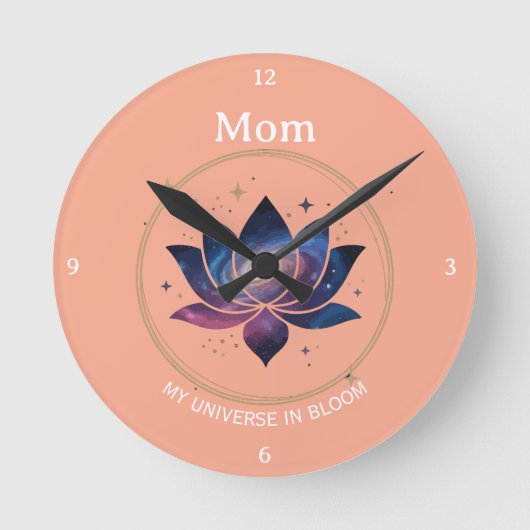 Cosmic Lotus Flower Mom Bloom Runde Wanduhr (Vorderseite)