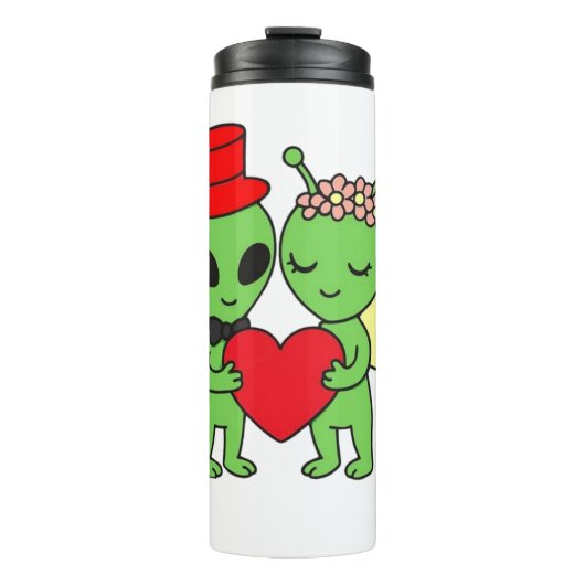 Cosmic Love: Alien Bride and Groom Wedding Martian Thermosbecher (Vorderseite)