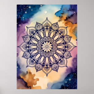 Cosmic Mandala Art - Celestial & Spirituelles Desi Poster