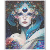 Cosmic Masked Goddess Queen Fantasy Art Aufkleber (Vorderseite)