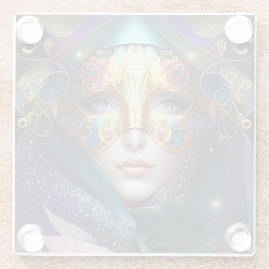 Cosmic Masked Goddess Queen Fantasy Art Glasuntersetzer (Rückseite)