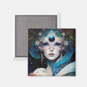 Cosmic Masked Goddess Queen Fantasy Art Magnet (Vorderseite/Rückseite)