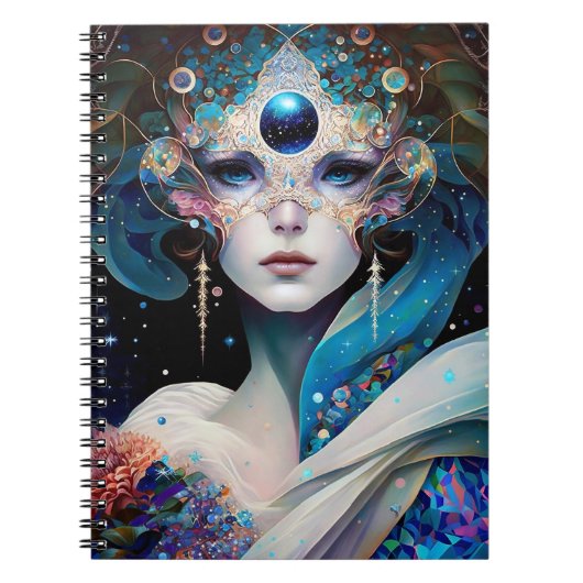 Cosmic Masked Goddess Queen Fantasy Art Notizblock (Vorderseite)