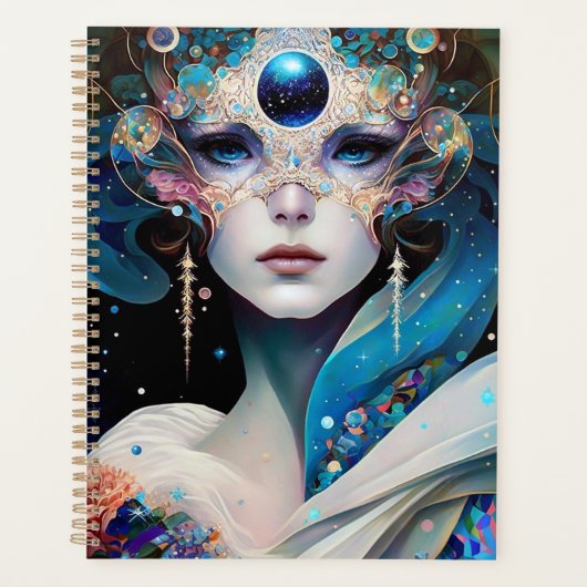 Cosmic Masked Goddess Queen Fantasy Art Planer (Vorderseite)