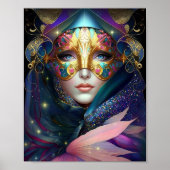 Cosmic Masked Goddess Queen Fantasy Art Poster (Vorne)