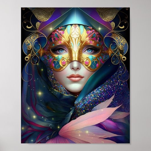 Cosmic Masked Goddess Queen Fantasy Art Poster (Vorne)