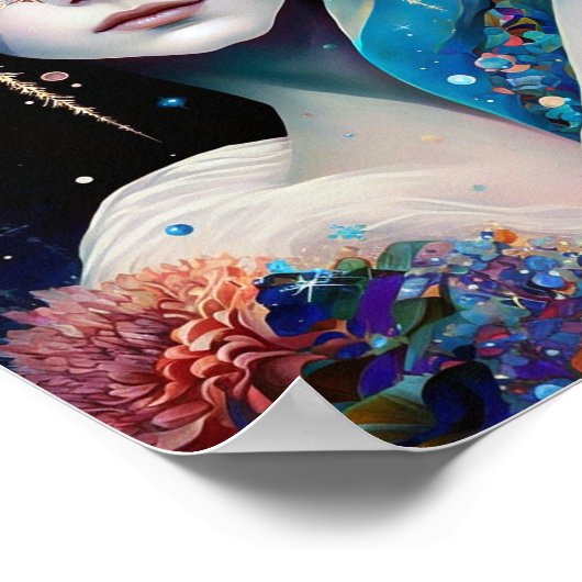 Cosmic Masked Goddess Queen Fantasy Art Poster (Ecke)