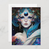 Cosmic Masked Goddess Queen Fantasy Art Postkarte (Vorne/Hinten)