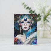 Cosmic Masked Goddess Queen Fantasy Art Postkarte (Stehend Vorderseite)
