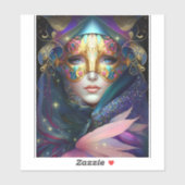 Cosmic Masked Goddess Queen Fantasy Art Sticker (Blatt)