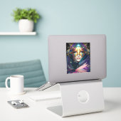 Cosmic Masked Goddess Queen Fantasy Art Sticker (Laptop auf Schreibtisch)