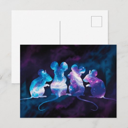 Cosmic Mäuse Design Postkarte (Vorne/Hinten)