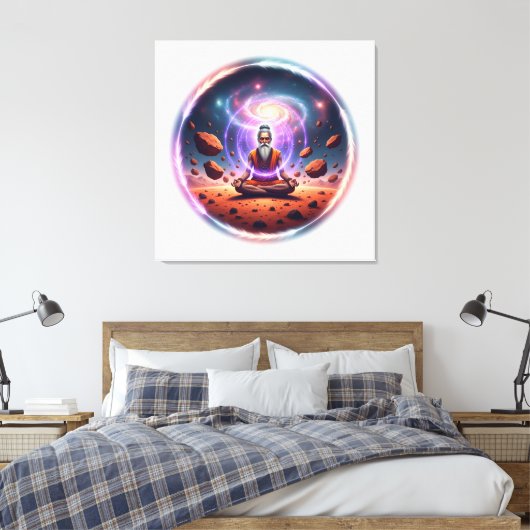 Cosmic Meditator Stretched Canvas Art Leinwanddruck (Insitu (Schlafzimmer))