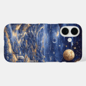 Cosmic Midnight Blue Mythical Fantasy Illustration Case-Mate iPhone Hülle (Rückseite (Horizontal))