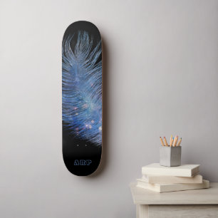 *~* Cosmic Midnight Sky Pastell Feather Boho Skateboard