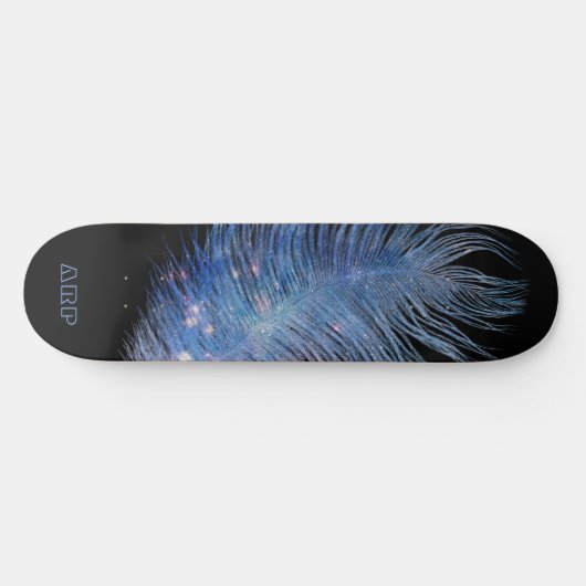*~* Cosmic Midnight Sky Pastell Feather Boho Skateboard (Horizontal)