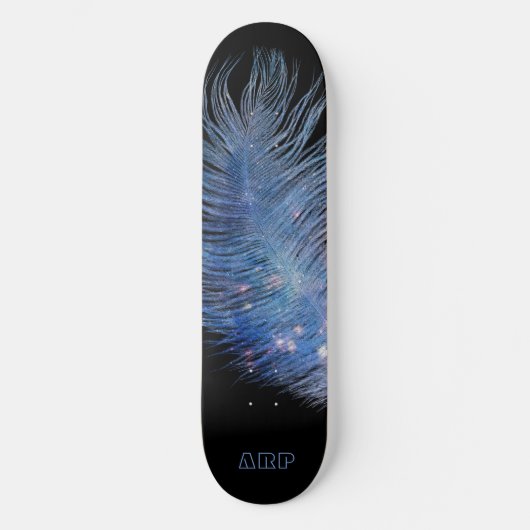 *~* Cosmic Midnight Sky Pastell Feather Boho Skateboard (Vorderseite)