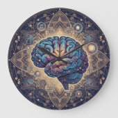 Cosmic Mind Mandala – Abstract Brain Art Große Wanduhr (Vorderseite)