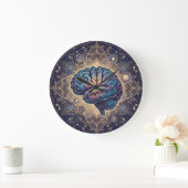 Cosmic Mind Mandala – Abstract Brain Art Große Wanduhr (Zuhause)