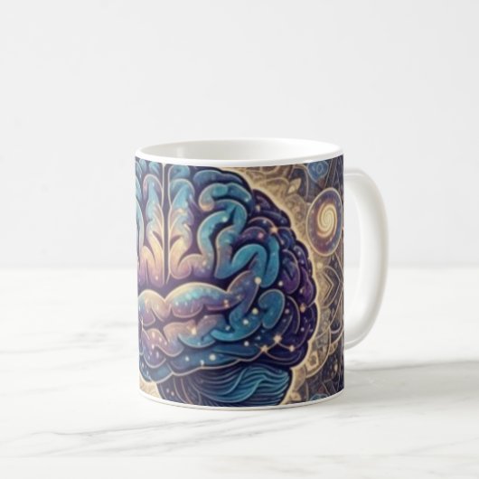 Cosmic Mind Mandala – Abstract Brain Art Kaffeetasse (VorderseiteRechts)