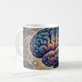 Cosmic Mind Mandala – Abstract Brain Art Kaffeetasse (Vorderseite Links)