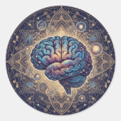 Cosmic Mind Mandala – Abstract Brain Art Runder Aufkleber (Vorderseite)